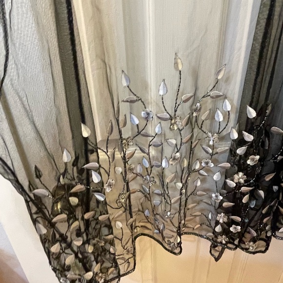 2pc Size Me Up 1X silver sparkle sheath dress and sheer black jacket embroidered - Picture 3 of 14